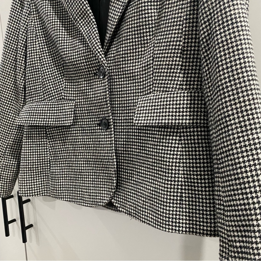 Vintage Chadwicks of Boston Wool Blend Houndstooth Blazer Black White 6 Petite - Picture 5 of 9
